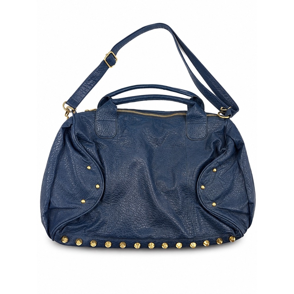 Nila Anthony Navy Blue Studded Edgy Gold Boho Crossbody Bag Satchel